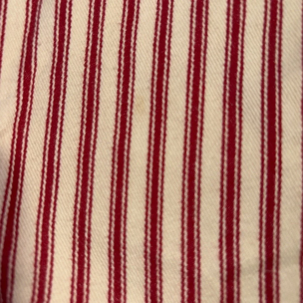 2 Lauren Ralph Lauren Throw Pillow Button Cover Red Cream Striped 18x18 Square